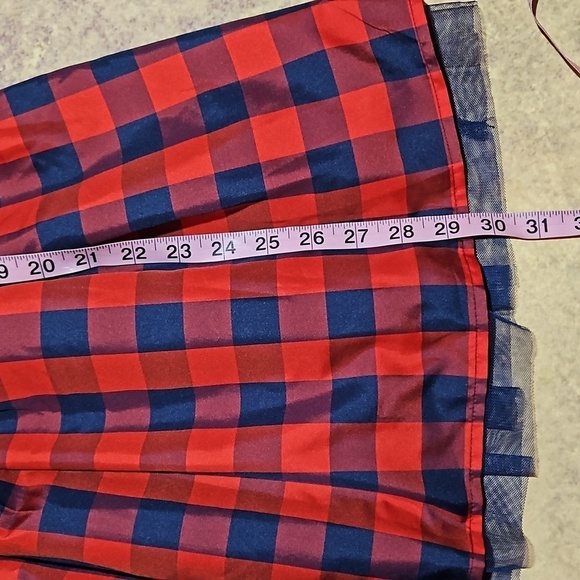 Cat & Jack | Red and Blue Checked Taffeta and Tulle Sleeveless Dress - Picture 7 of 9